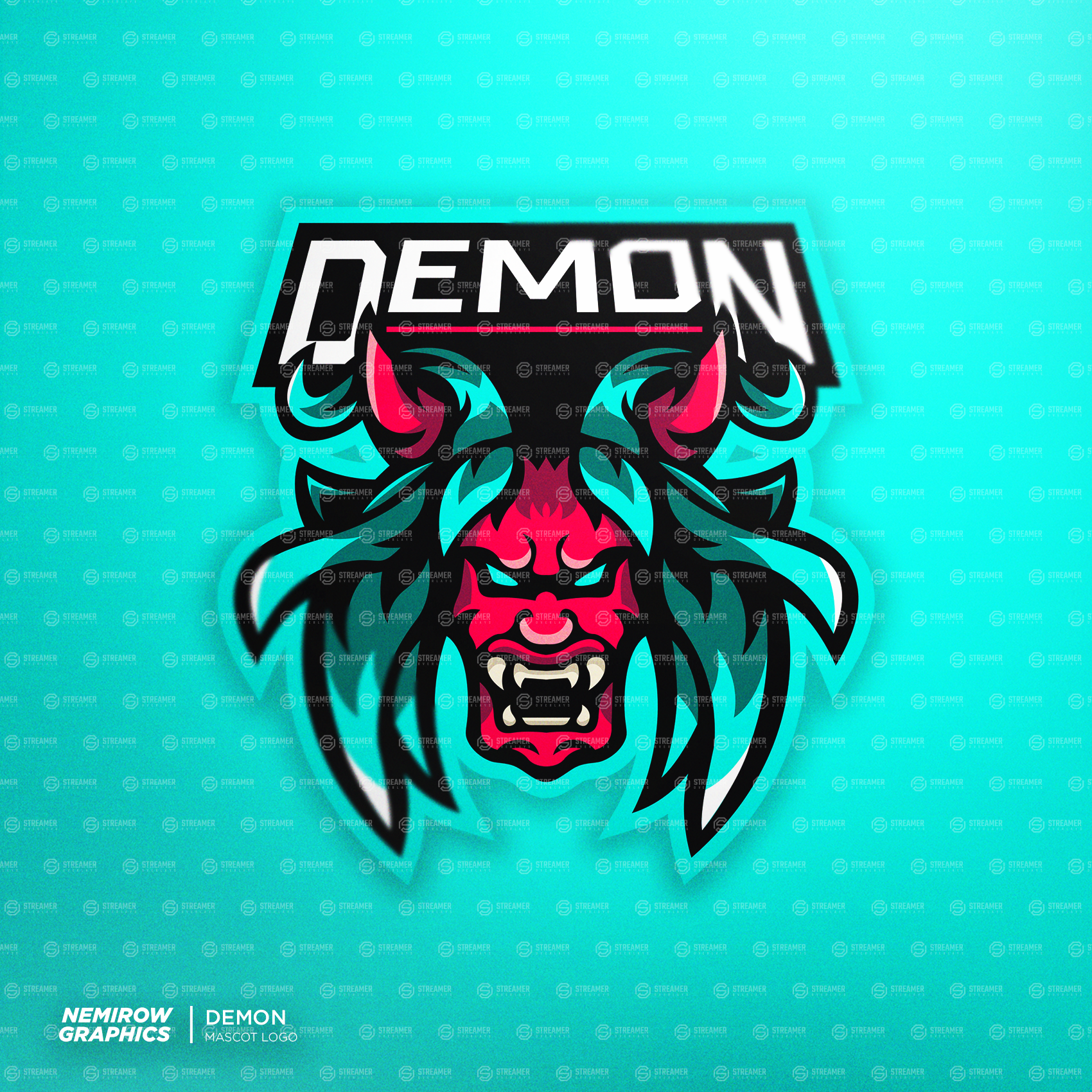 demon mascot logo for sale Streamer overlays premade mascot esports logos for sale