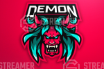 demon mascot logo for sale Streamer overlays premade mascot esports logos for sale