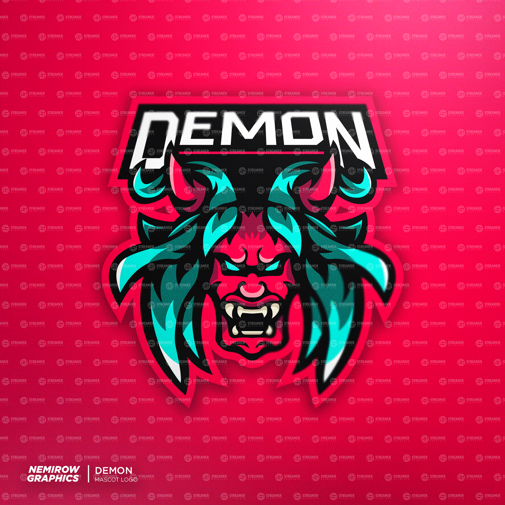 demon mascot logo for sale Streamer overlays premade mascot esports logos for sale