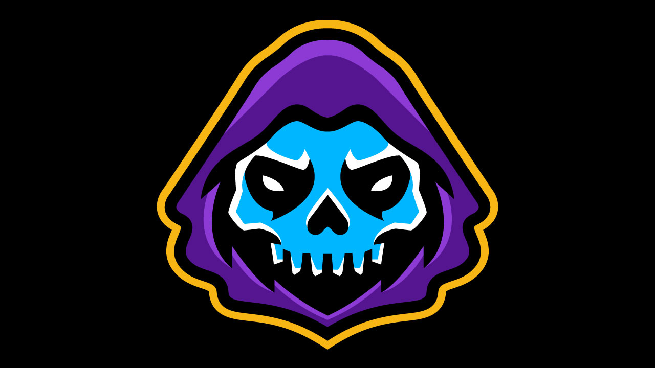 Skull reaper mascot logo for sale Streamer overlays premade mascot esports logos for sale