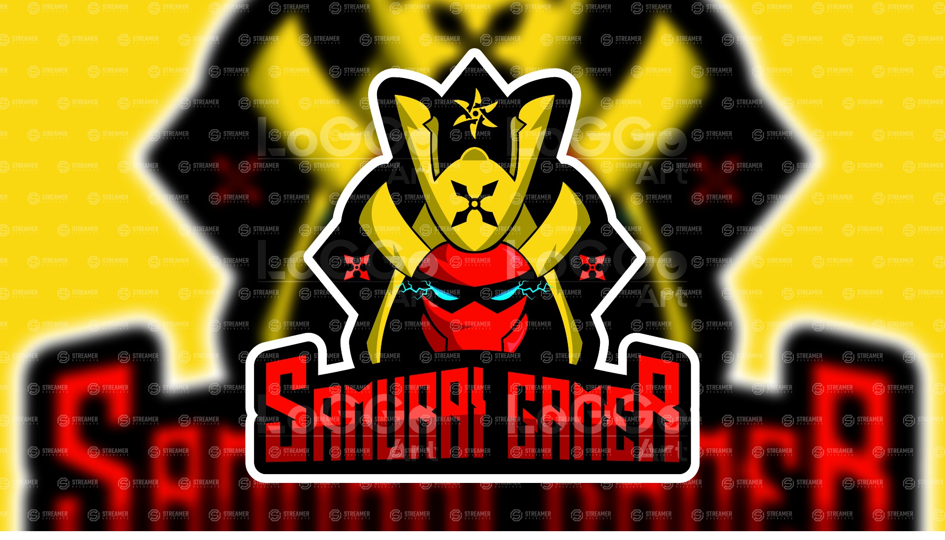 samurai mascot logo for sale Streamer overlays premade mascot esports logos for sale