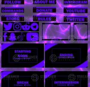 Purple Black Stream Overlay - Streamer Overlays