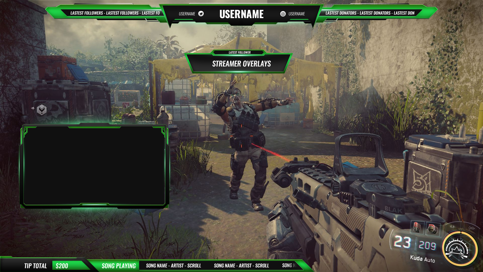 Green twitch overlay package Streamer Overlays