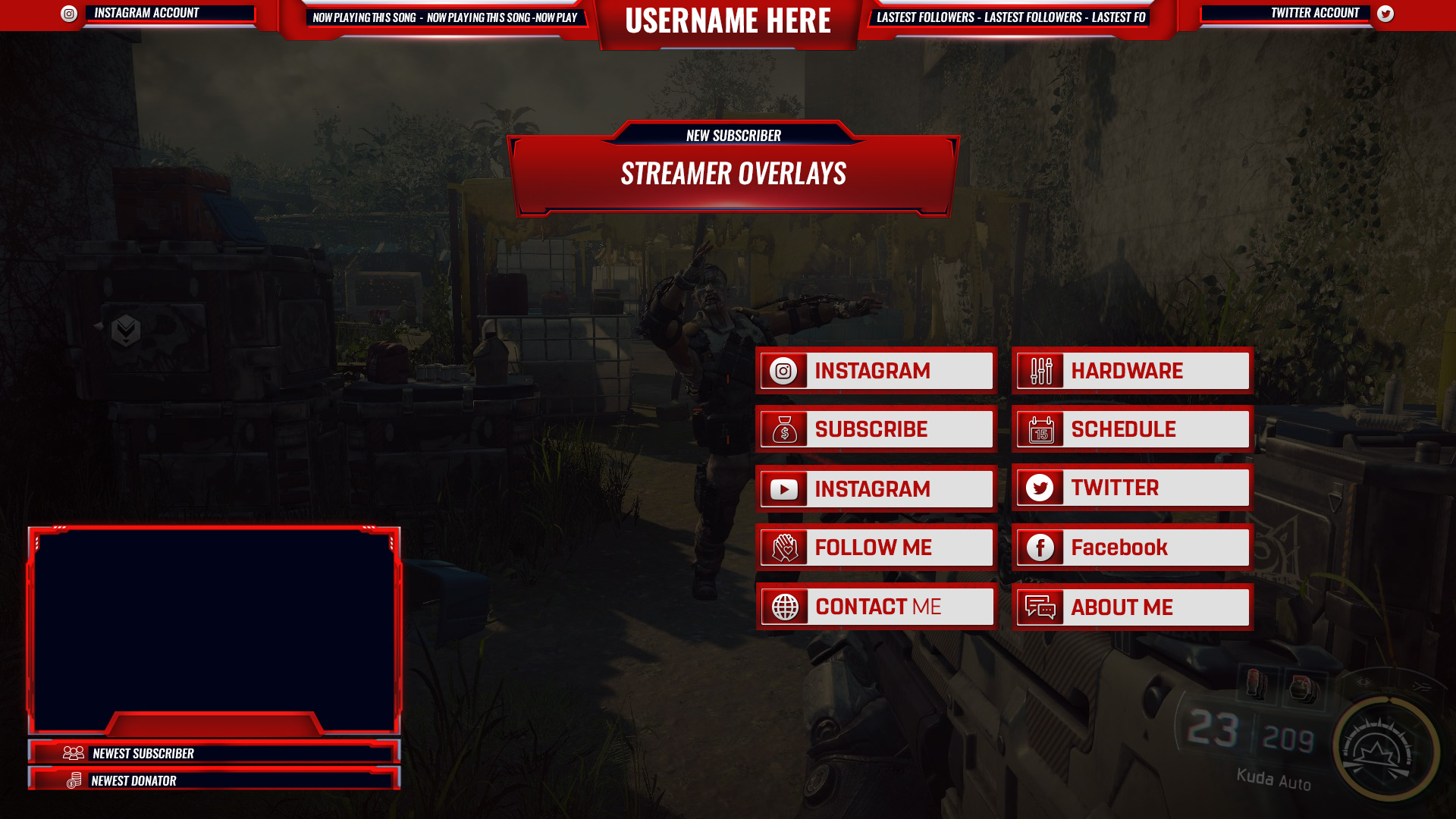 Red twitch overlay package Streamer Overlays