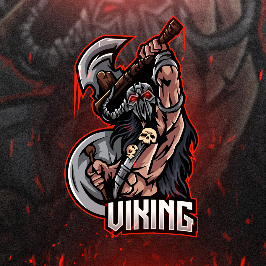 viking mascot logo for sale Streamer overlays premade mascot esports logos for sale