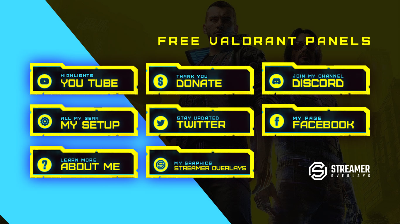 Free CyberPunk Twitch Panels Streamer Overlays