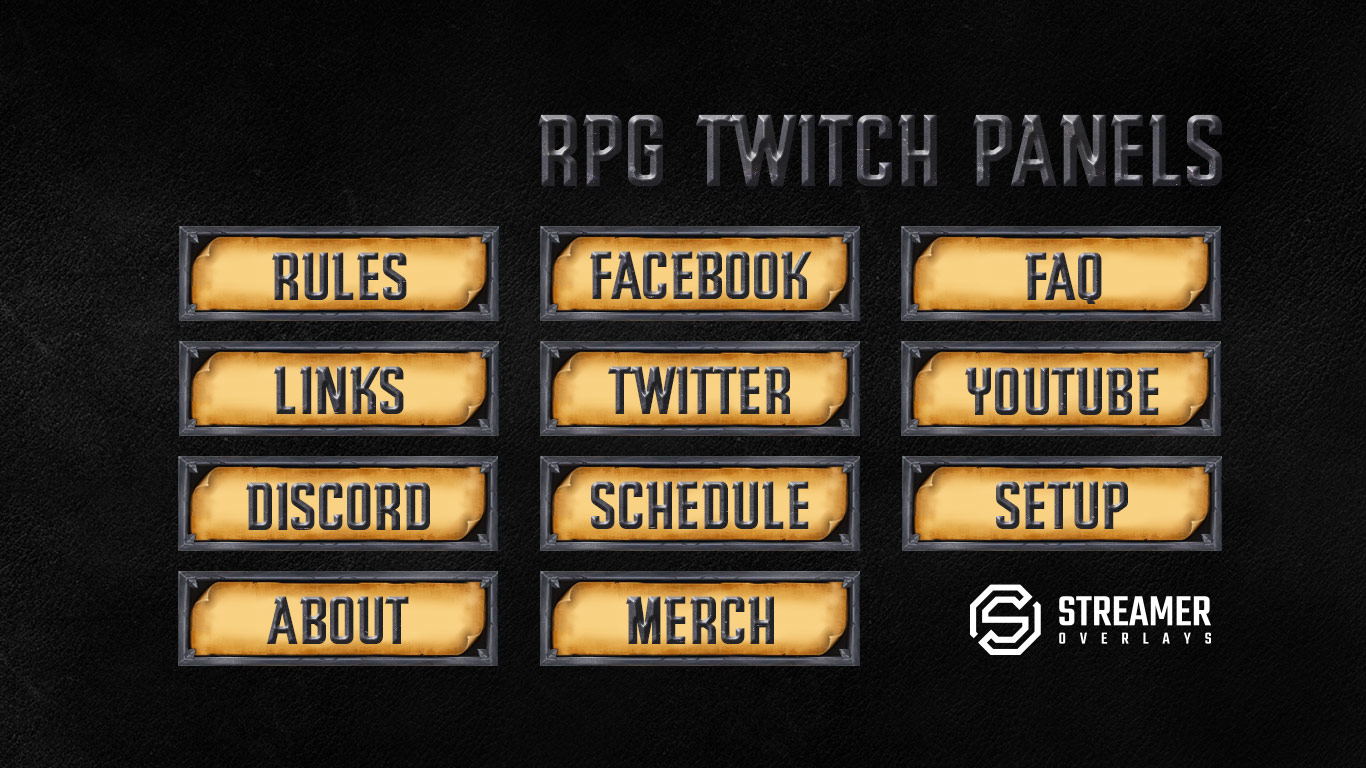 RPG Twitch Panels | Streamer overlays twitch graphics