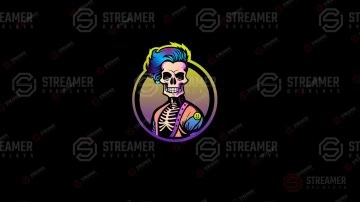 hipster skeleton esports mascot logo for sale