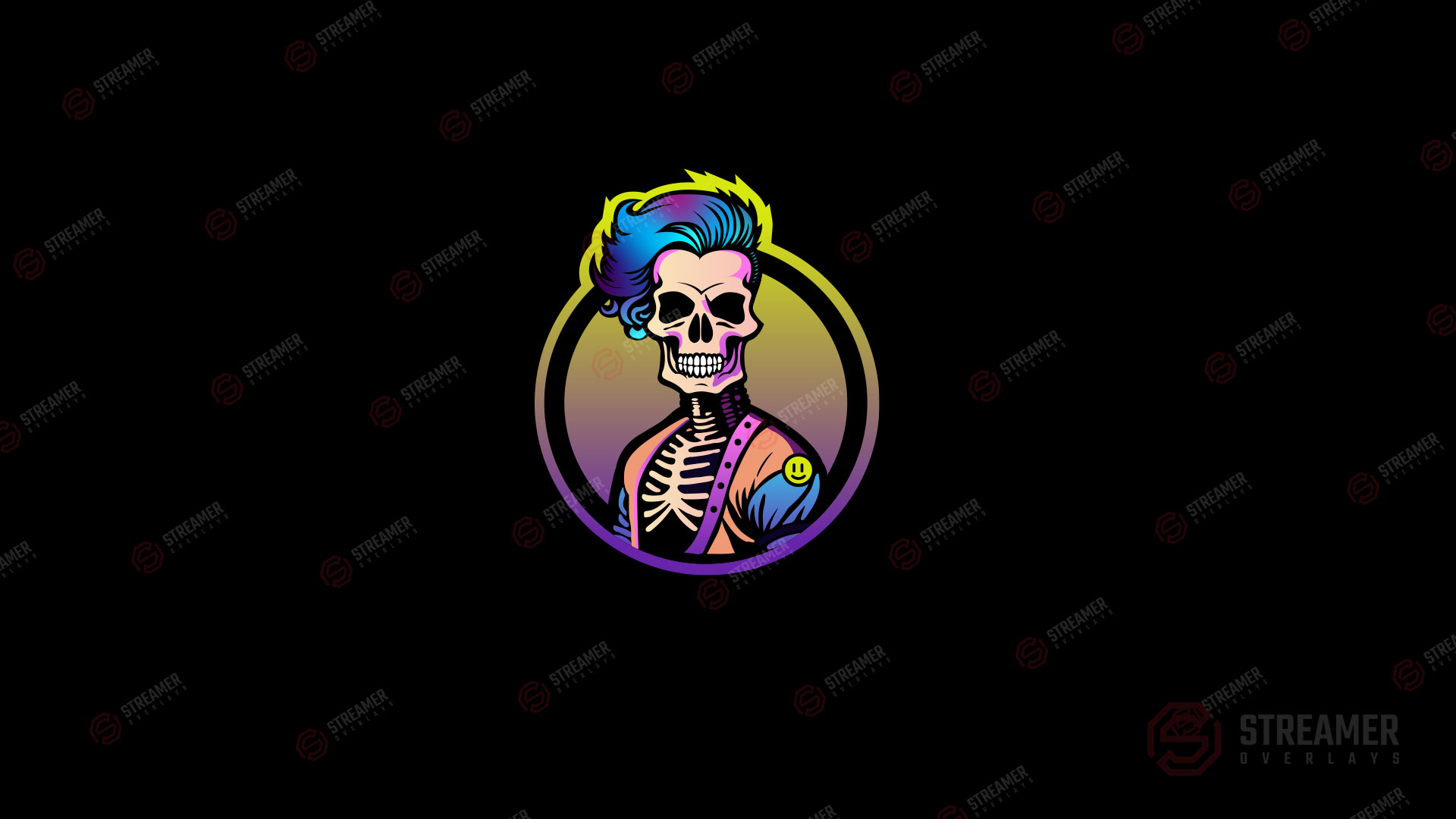 hipster skeleton esports mascot logo for sale