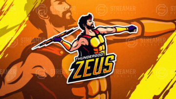 Powerful Thunder God Zeus Vector Mascot Logo